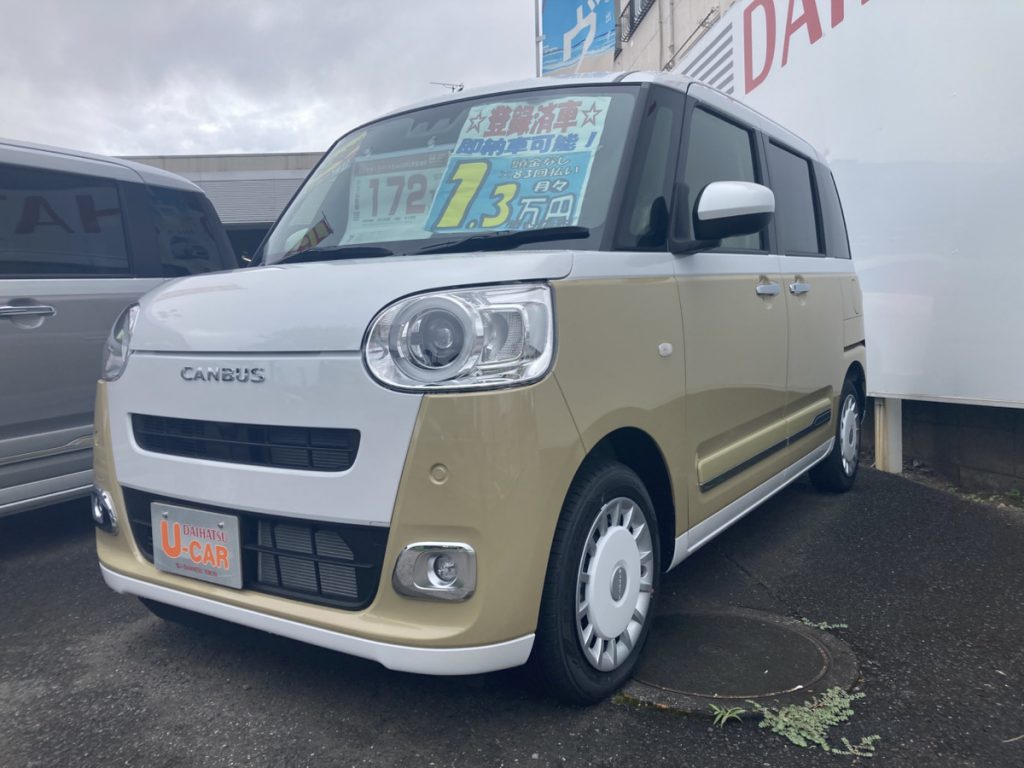 ムーヴキャンバス　ストライプスＧ　ecoIDLE非装着車　両側パワースライドドア　シートヒーター　電動パーキング