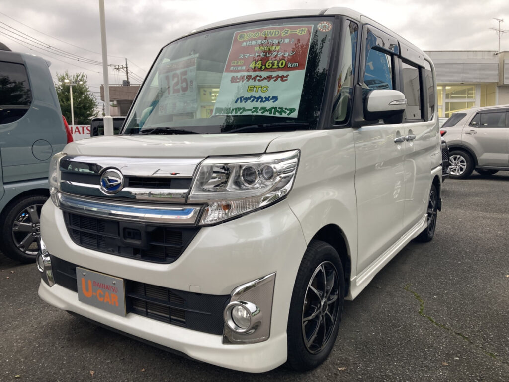 【厳選中古車】タントカスタム RS スマートセレクション SA 4WD 社外7インチナビ/ETC/バックカメラ/両側パワースライドドア
